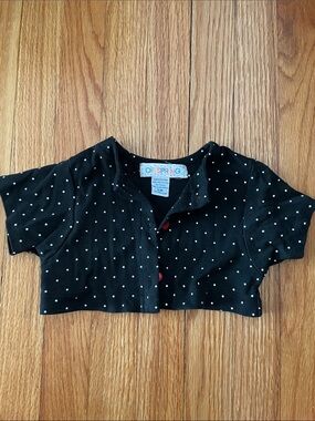 Offspring Black Polka Dot Cropped Button-Down Top